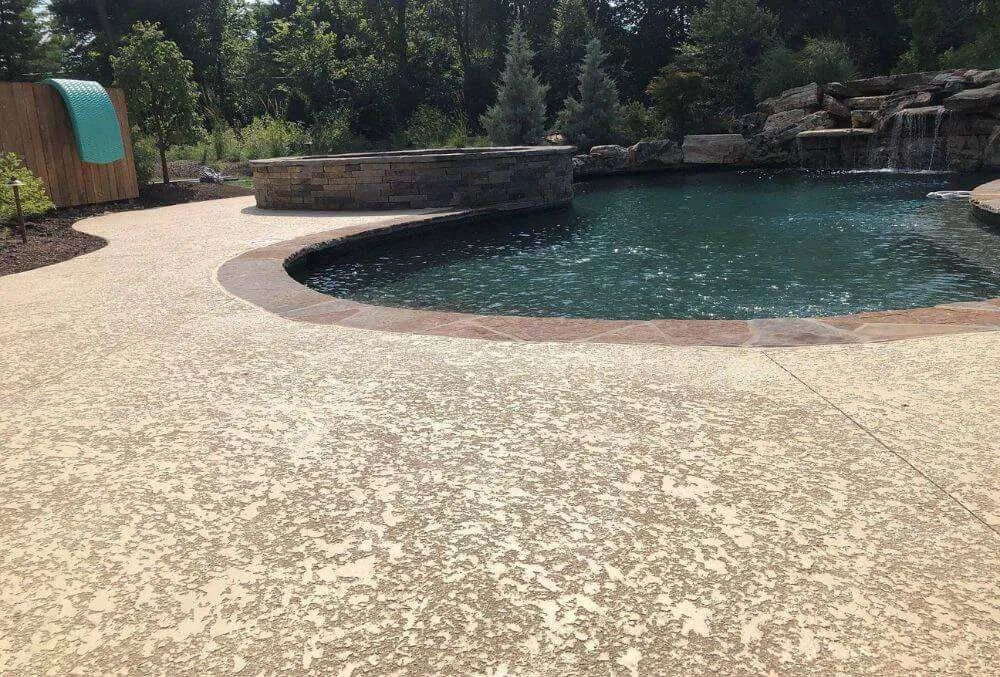 Knockdown texture pool deck with cool deck system in Tampa, FL